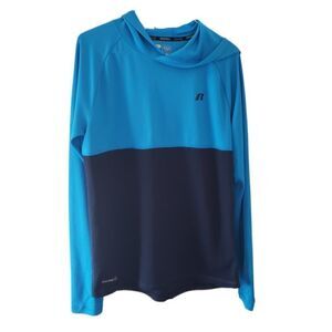 Russell Men's 360 Ventilation Blue & Black Hooded Long Sleeve Dri-Power Shirt
